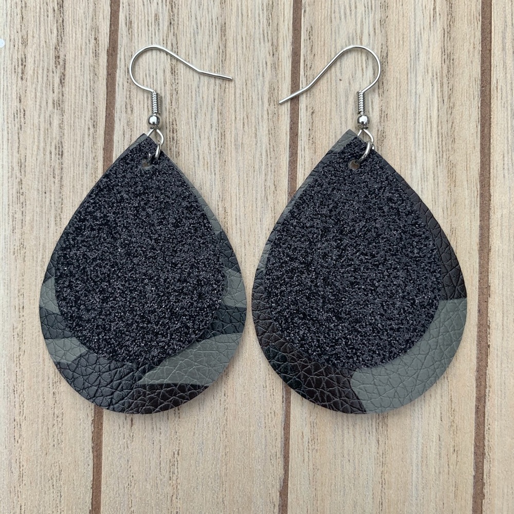 New! | Handmade Faux Leather Earrings Double